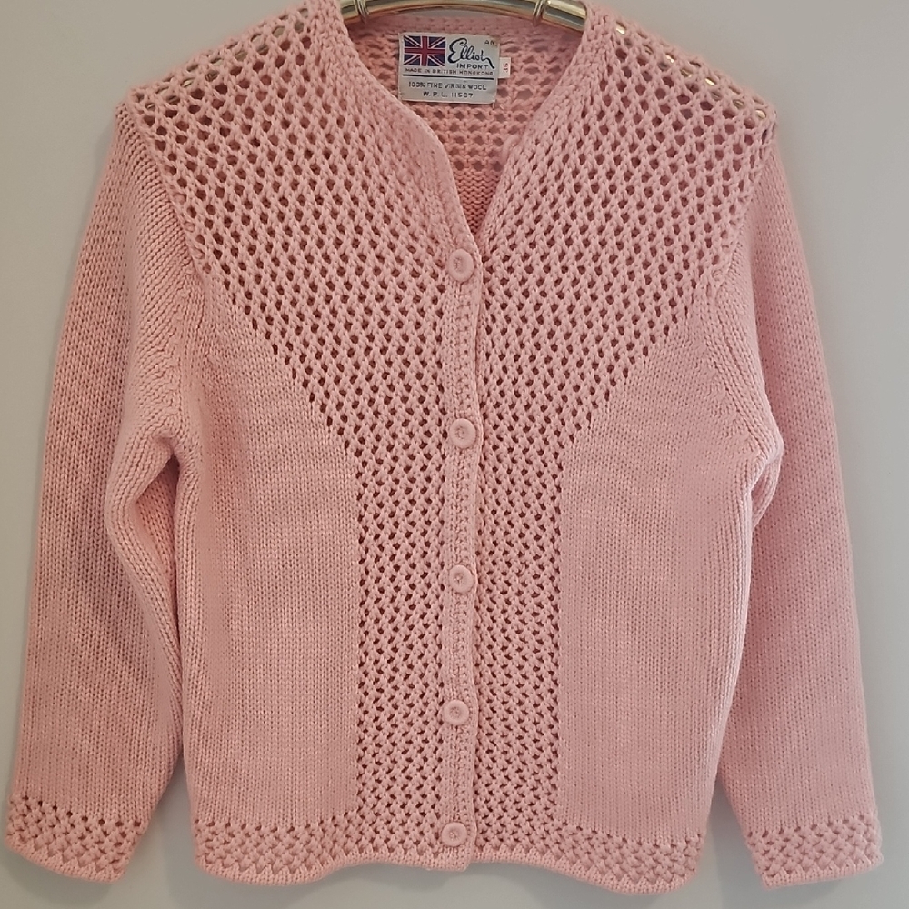 Ellisy Import 100% Fine Virgin Wool Knit Women's Sweater. Sz 36‎ Pink
